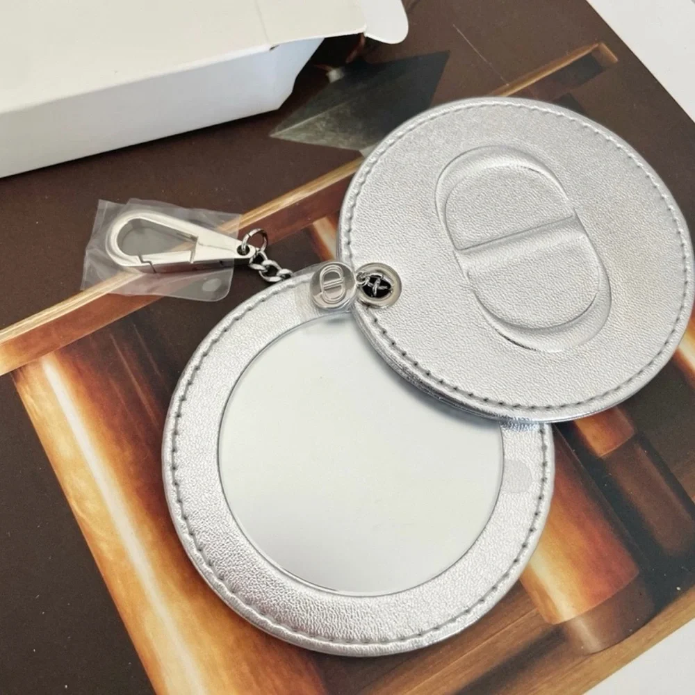 Dior Silver‎ Leather Travel Mirror Keychain